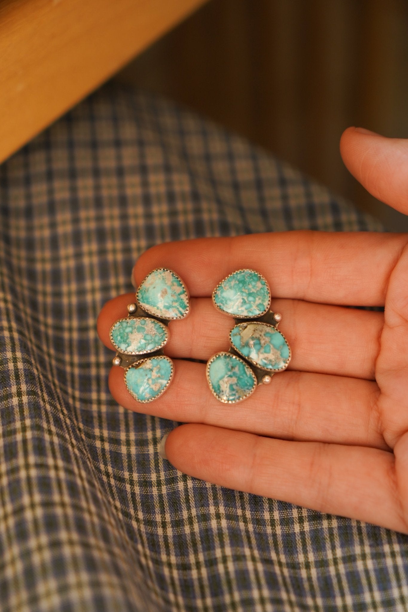 Cluster Earrings in Whitewater Turquoise - Golden Road Crafted