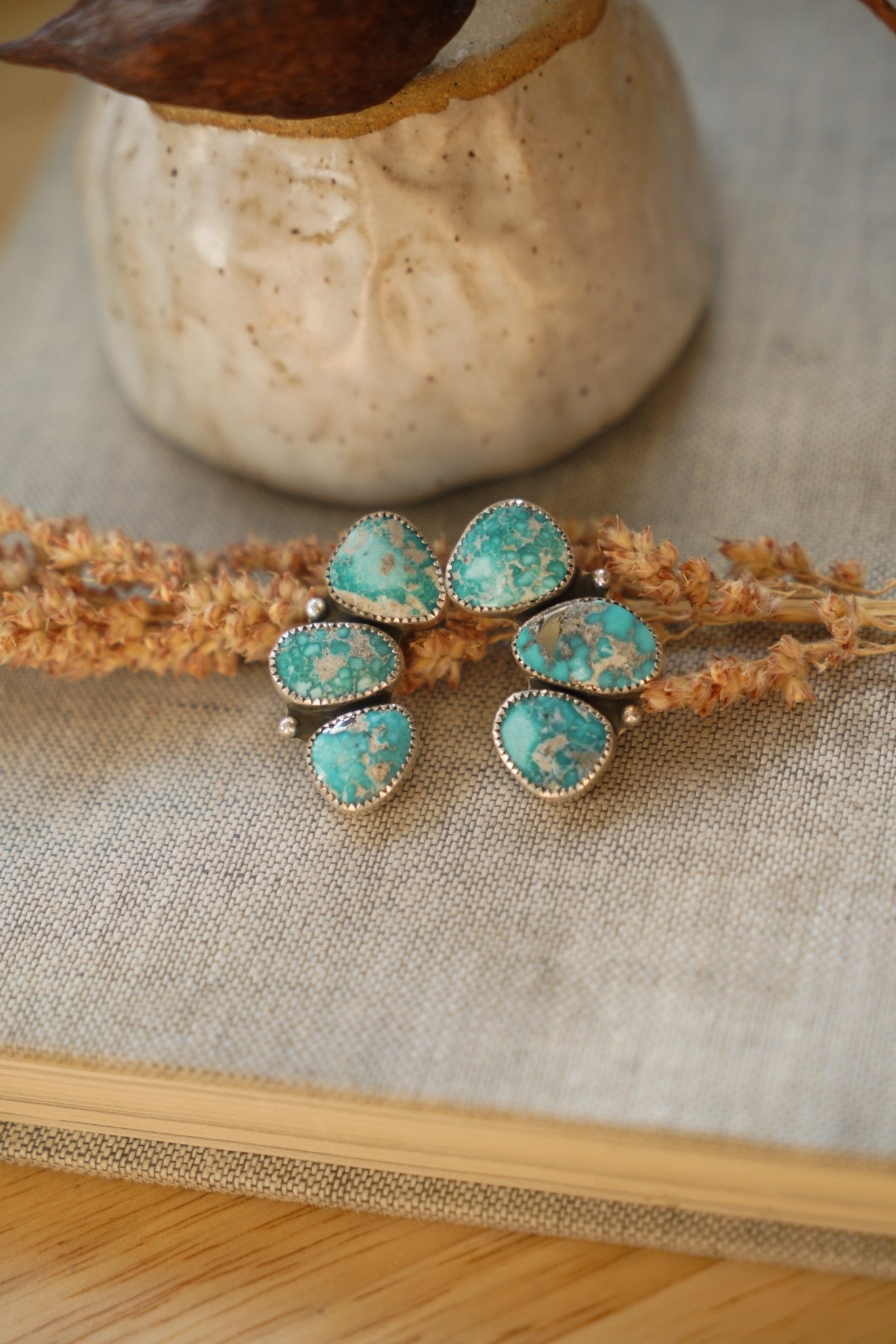 Cluster Earrings in Whitewater Turquoise - Golden Road Crafted