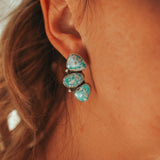 Cluster Earrings in Whitewater Turquoise - Golden Road Crafted