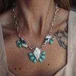 Cluster Necklace in White Buffalo & Kingman Turquoise - Golden Road Crafted