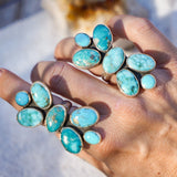 Cluster Ring in Whitewater Turquoise (Size 8) - Golden Road Crafted