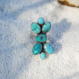 Cluster Ring in Whitewater Turquoise (Size 8) - Golden Road Crafted