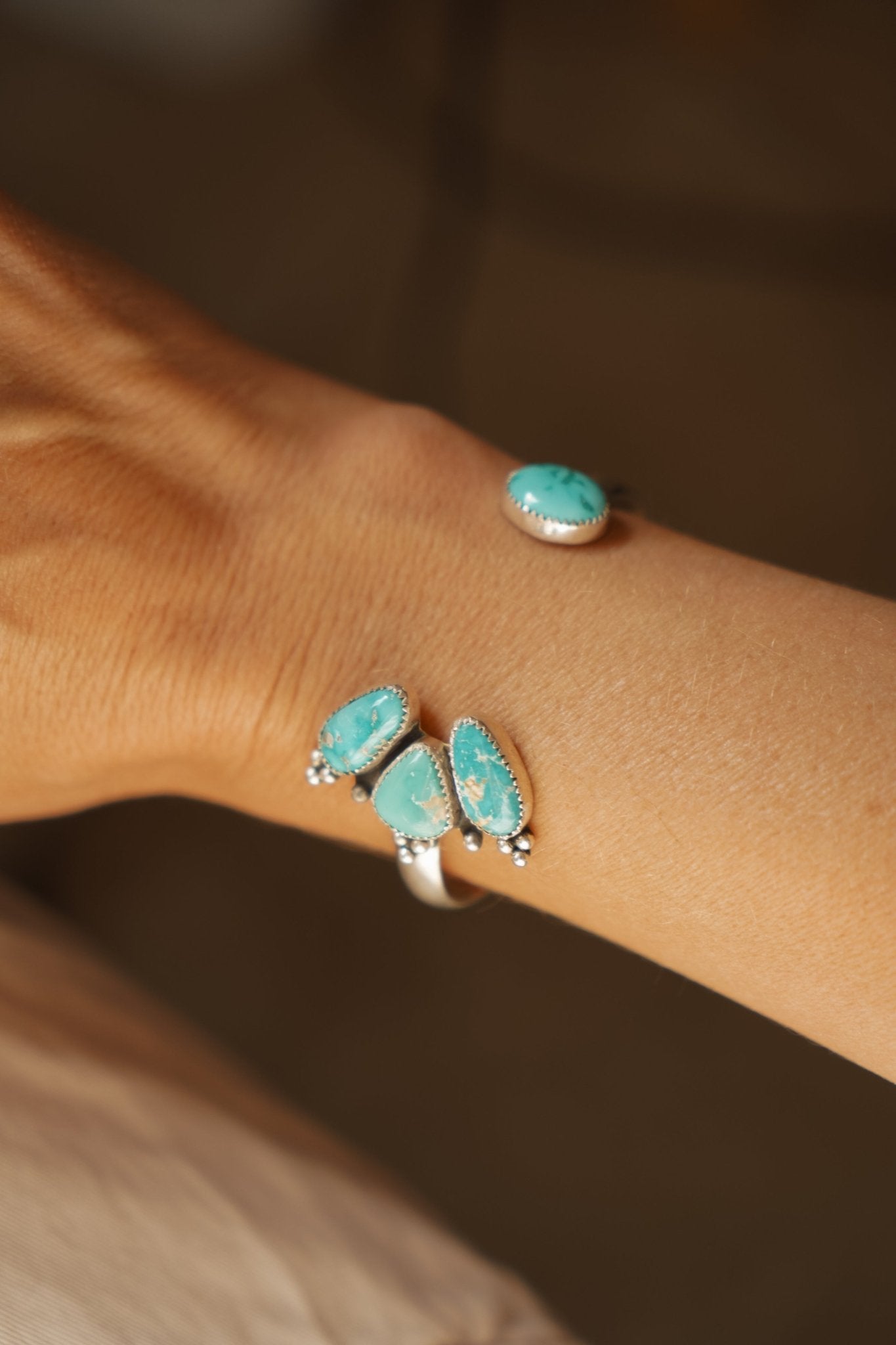 Cluster Wrap Cuff in Fox & Sonoran Mtn Turquoise - Golden Road Crafted