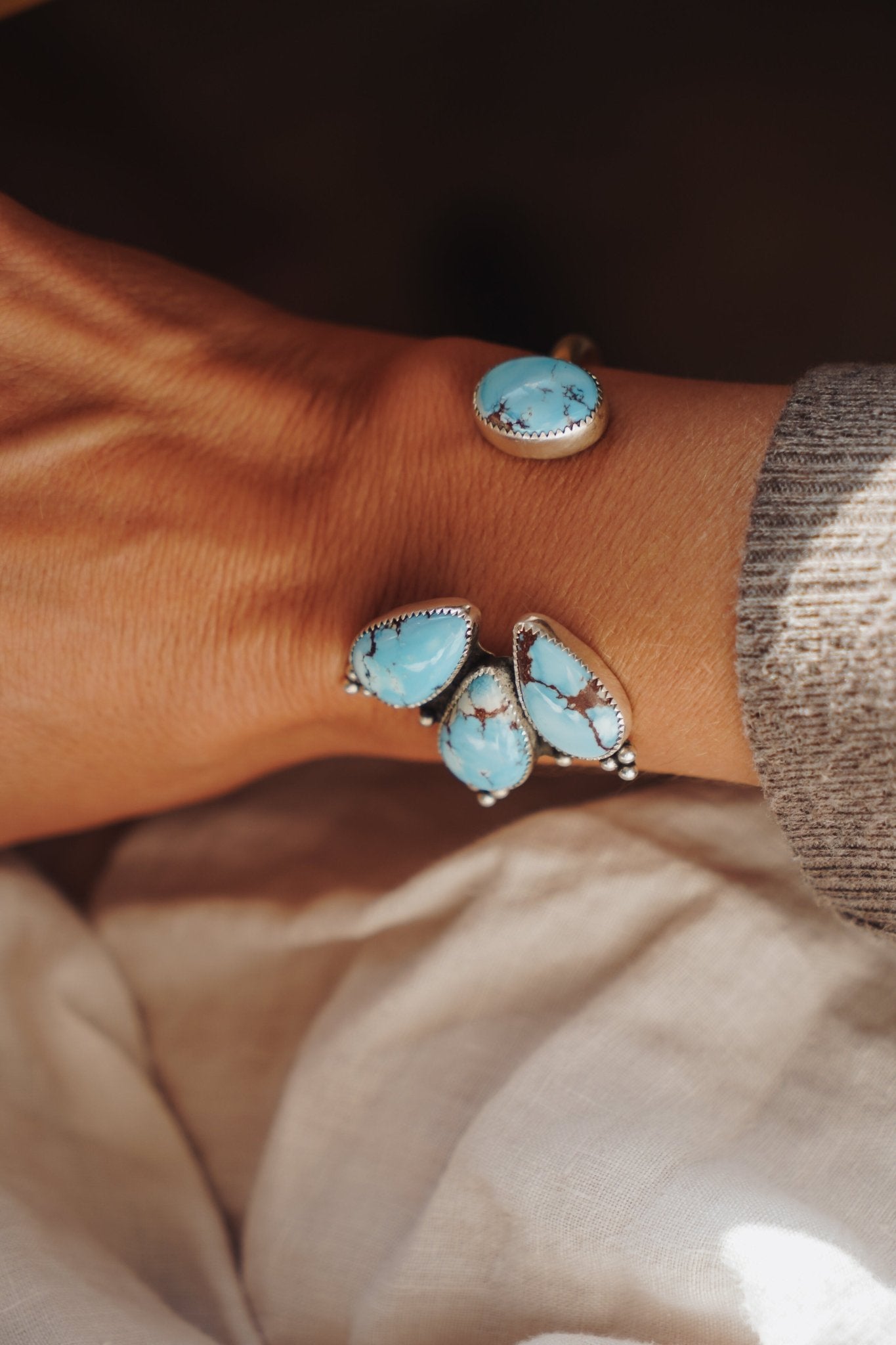 Cluster Wrap Cuff in Golden Hills Turquoise - Golden Road Crafted