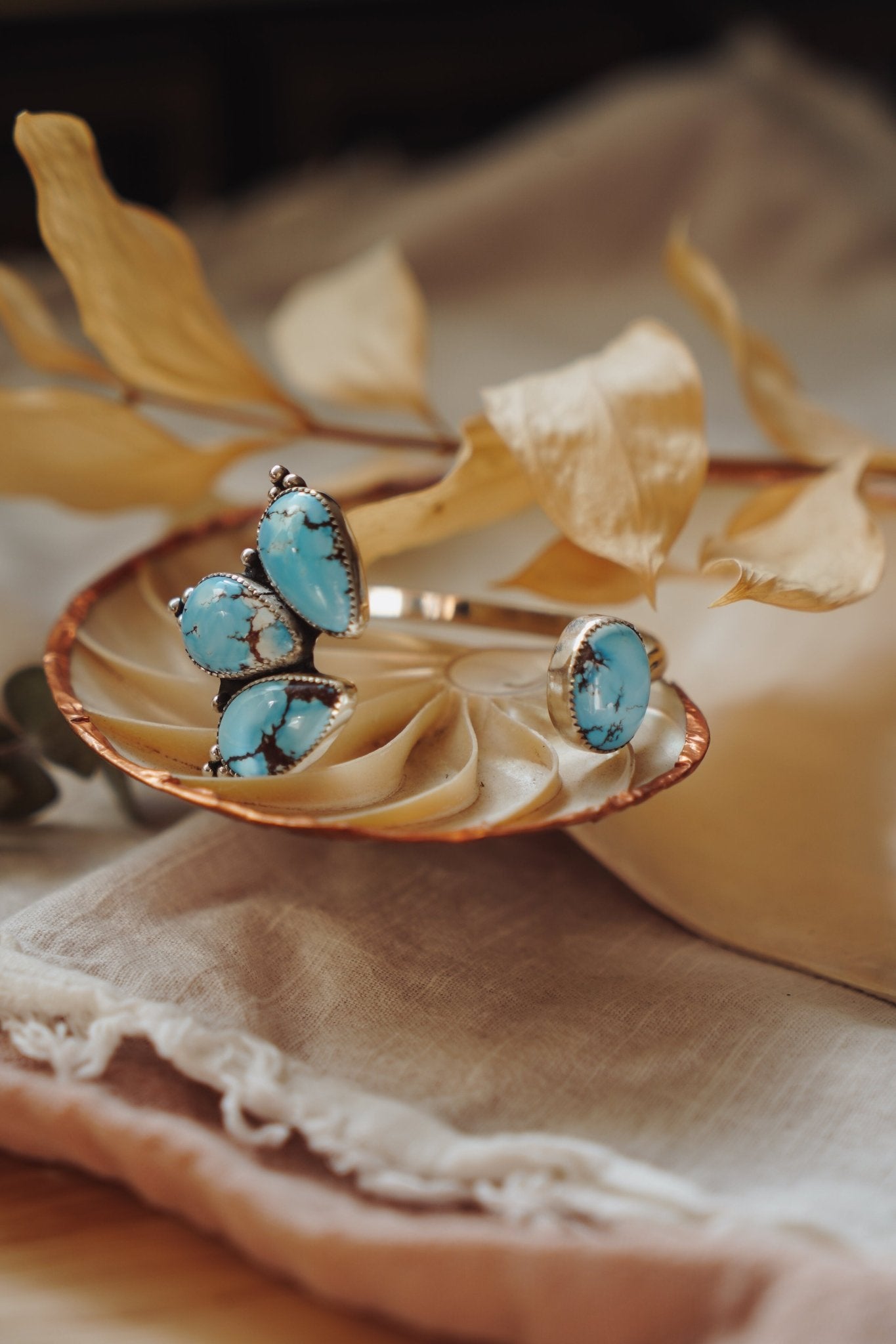 Cluster Wrap Cuff in Golden Hills Turquoise - Golden Road Crafted