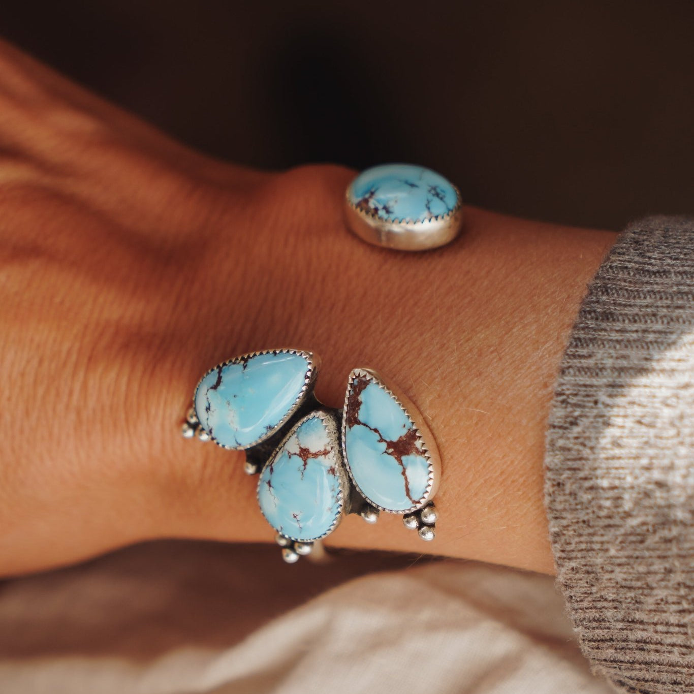 Cluster Wrap Cuff in Golden Hills Turquoise - Golden Road Crafted