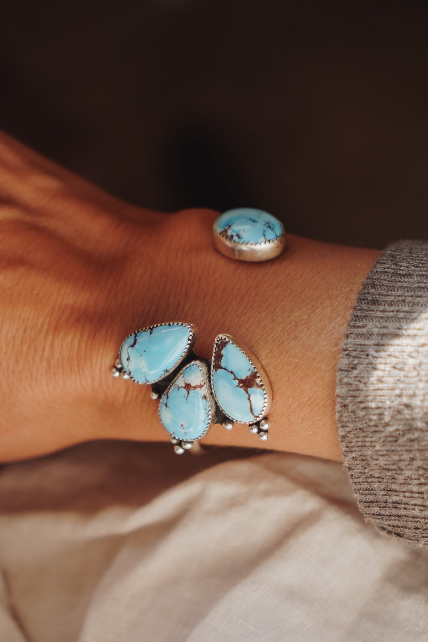 Cluster Wrap Cuff in Golden Hills Turquoise - Golden Road Crafted