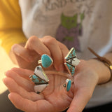 Cluster Wrap Cuff in No. 8, White Buffalo, & Hubei Turquoise - Golden Road Crafted