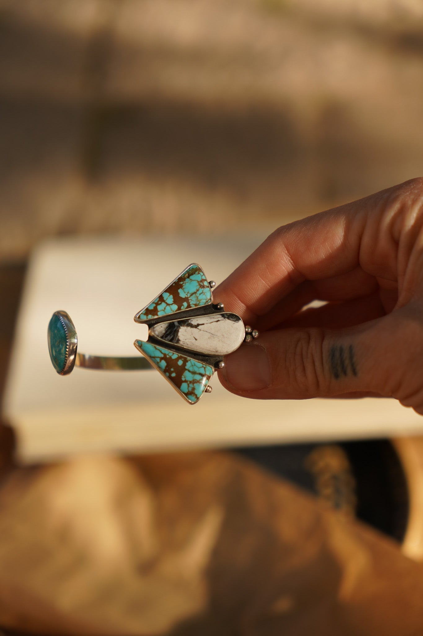 Cluster Wrap Cuff in No. 8, White Buffalo, & Hubei Turquoise - Golden Road Crafted