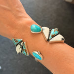 Cluster Wrap Cuff in No. 8, White Buffalo, & Hubei Turquoise - Golden Road Crafted