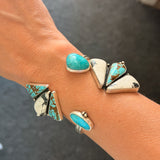 Cluster Wrap Cuff in No. 8, White Buffalo, & Hubei Turquoise - Golden Road Crafted