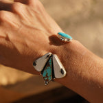 Cluster Wrap Cuff in No. 8, White Buffalo, & Hubei Turquoise - Golden Road Crafted