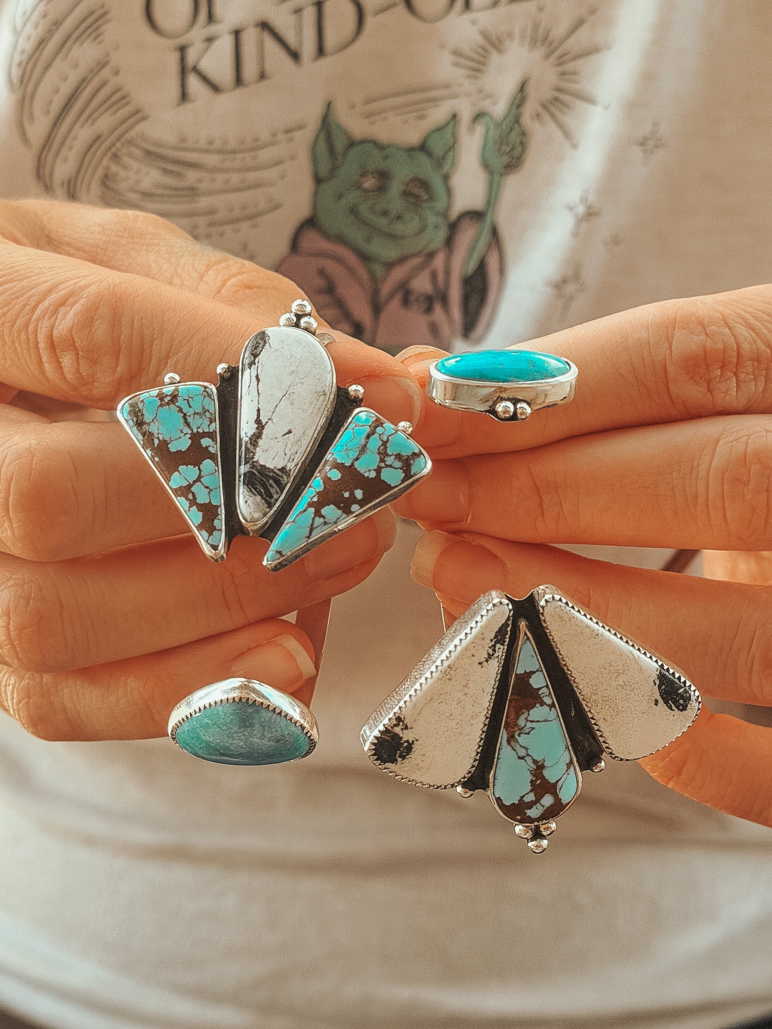 Cluster Wrap Cuff in No. 8, White Buffalo, & Hubei Turquoise - Golden Road Crafted