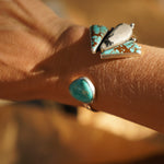 Cluster Wrap Cuff in No. 8, White Buffalo, & Hubei Turquoise - Golden Road Crafted