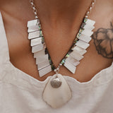 Collar with Pearl + Shell and Abalone Shell - Golden Road Crafted