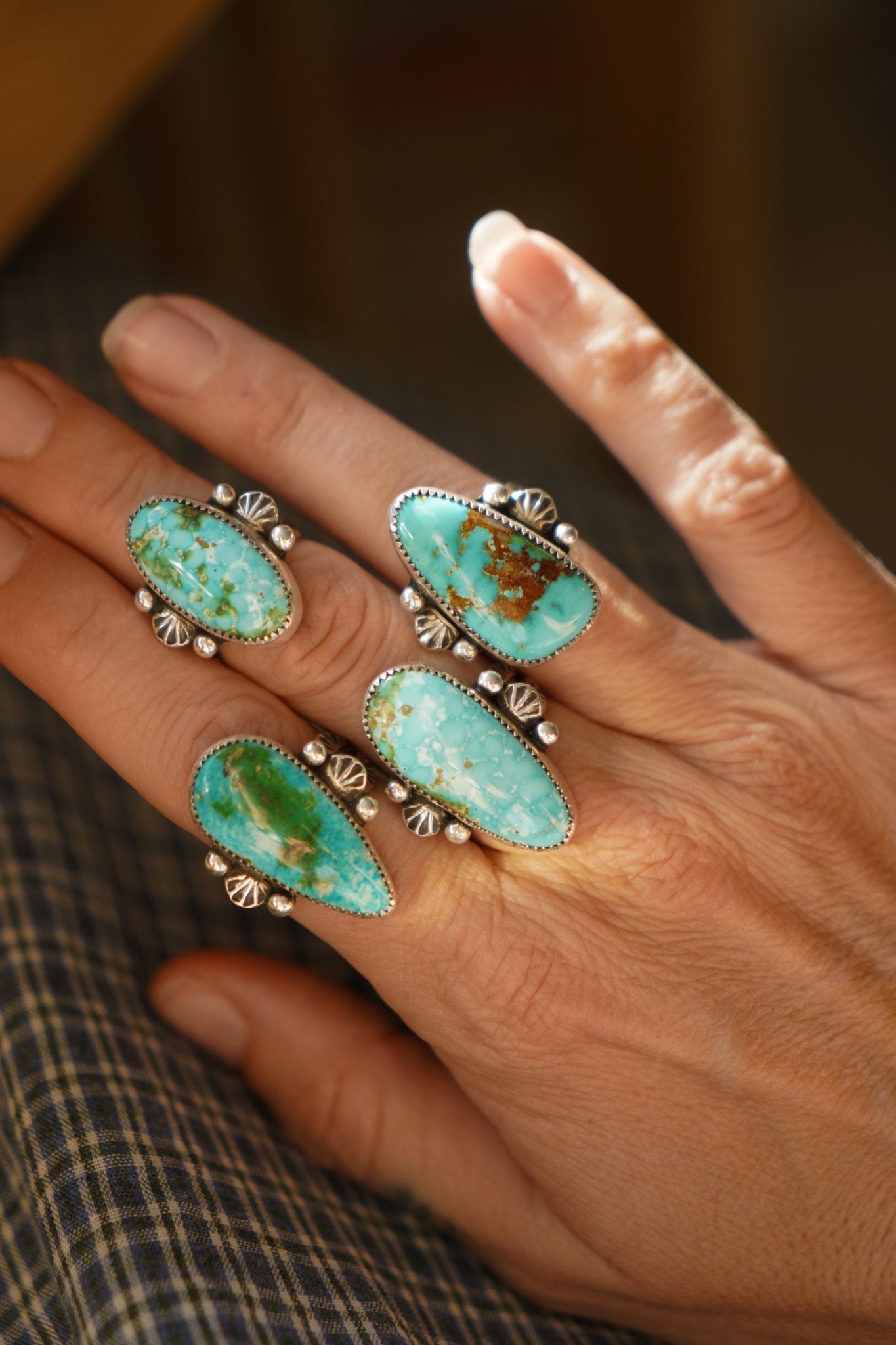 Creosote Ring in Sonoran Mountain Turquoise (size 6.5) - Golden Road Crafted