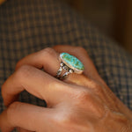 Creosote Ring in Sonoran Mountain Turquoise (size 6.5) - Golden Road Crafted