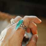 Creosote Ring in Sonoran Mountain Turquoise (size 8.5) - Golden Road Crafted