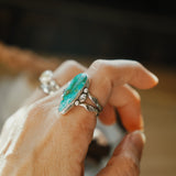 Creosote Ring in Sonoran Mountain Turquoise (size 8.5) - Golden Road Crafted