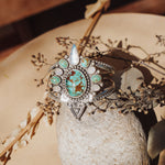 Cuff in Kingman, Hubei, and Rainbow Moonstone - Golden Road Crafted