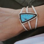 Cuff in Kingman Turquoise - Golden Road Crafted