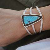 Cuff in Kingman Turquoise - Golden Road Crafted