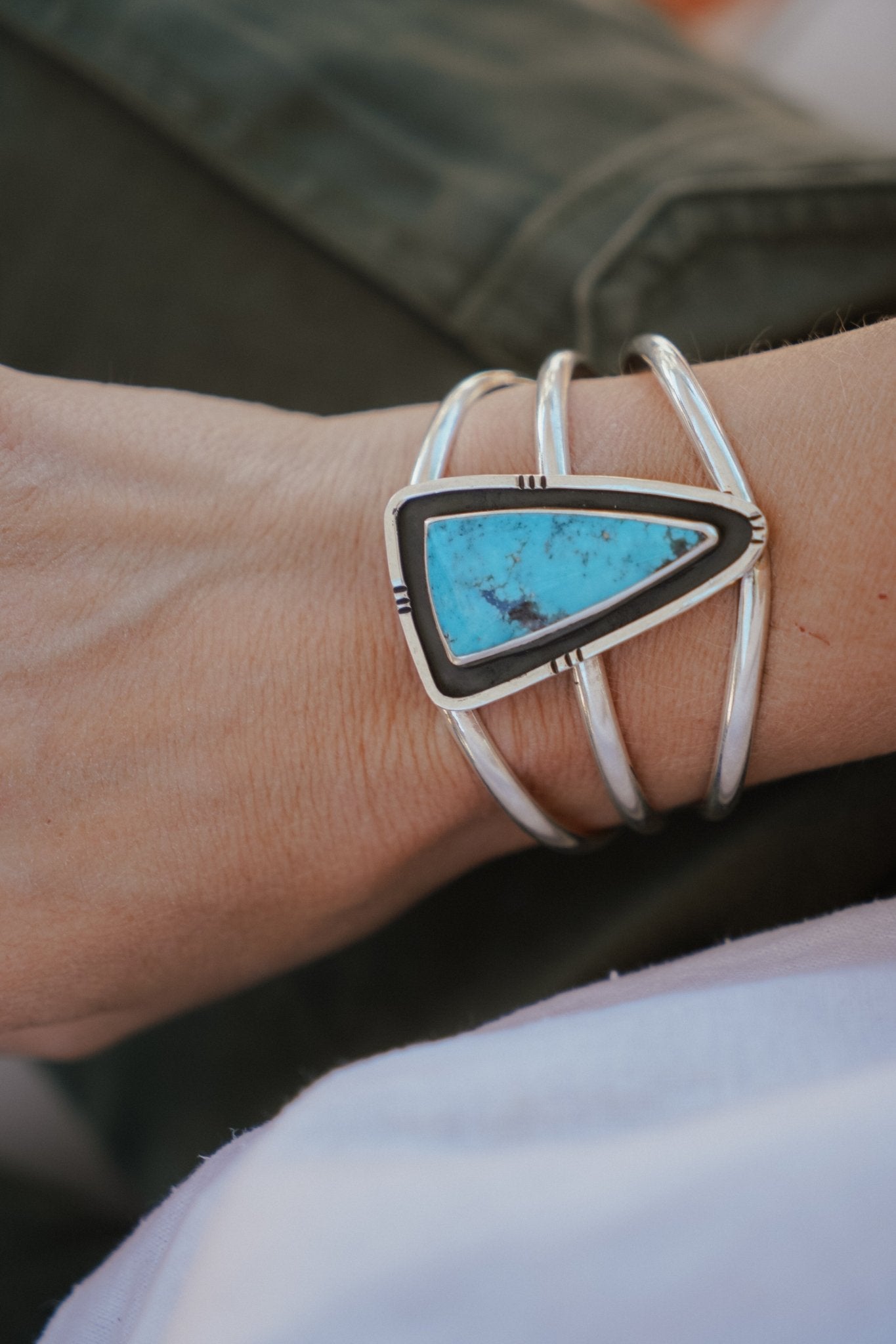 Cuff in Kingman Turquoise - Golden Road Crafted
