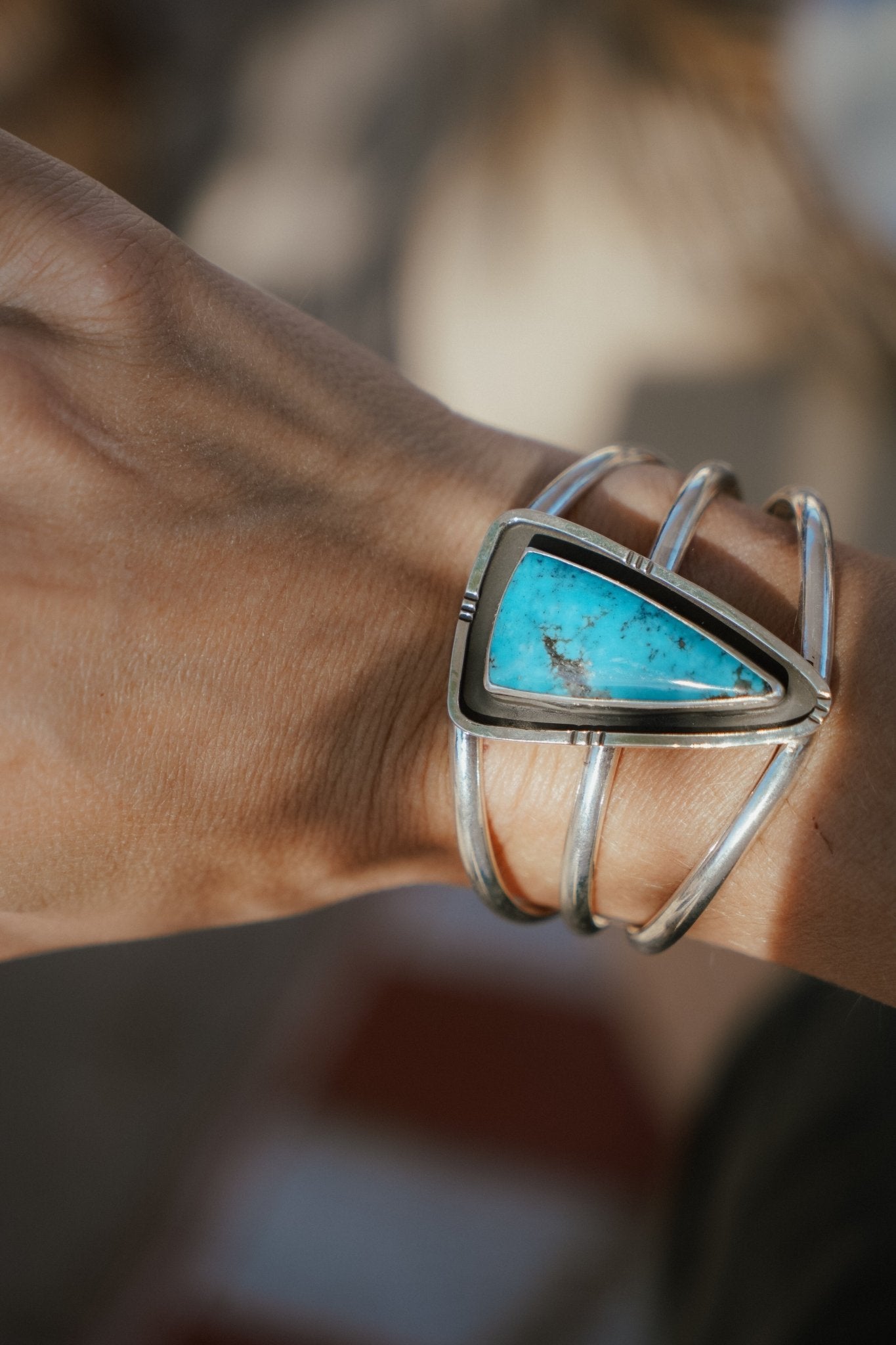 Cuff in Kingman Turquoise - Golden Road Crafted