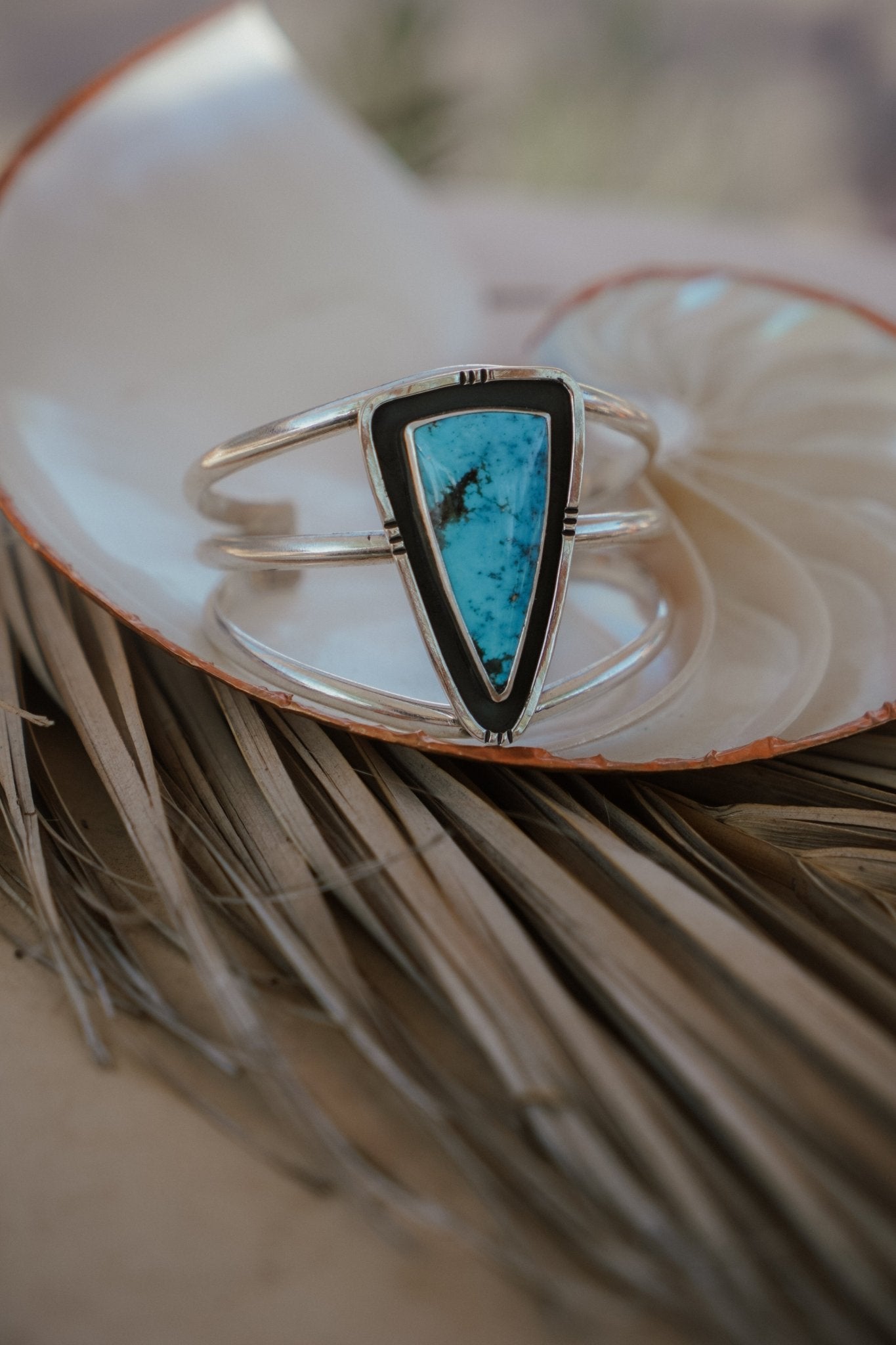 Cuff in Kingman Turquoise - Golden Road Crafted