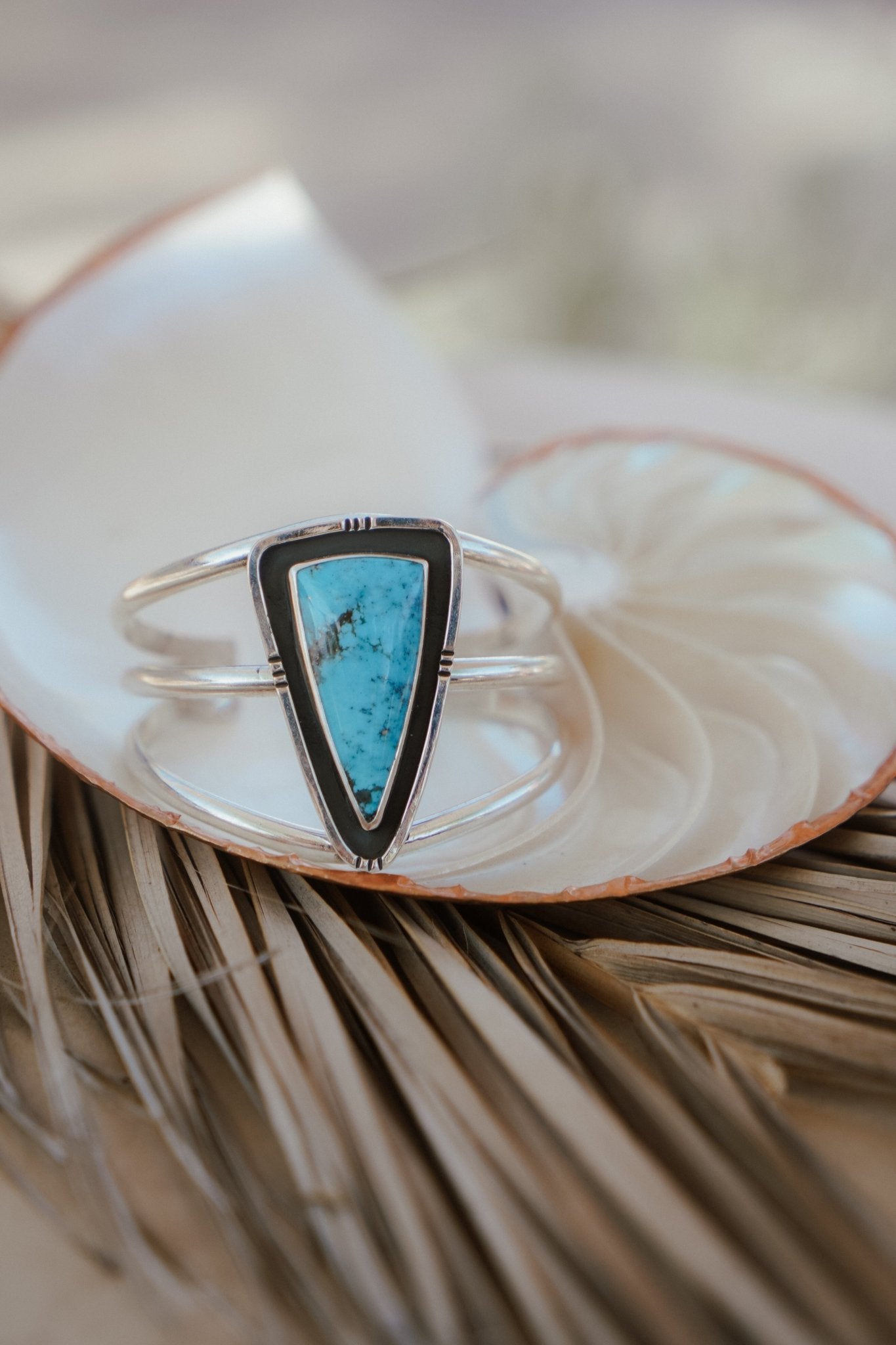 Cuff in Kingman Turquoise - Golden Road Crafted