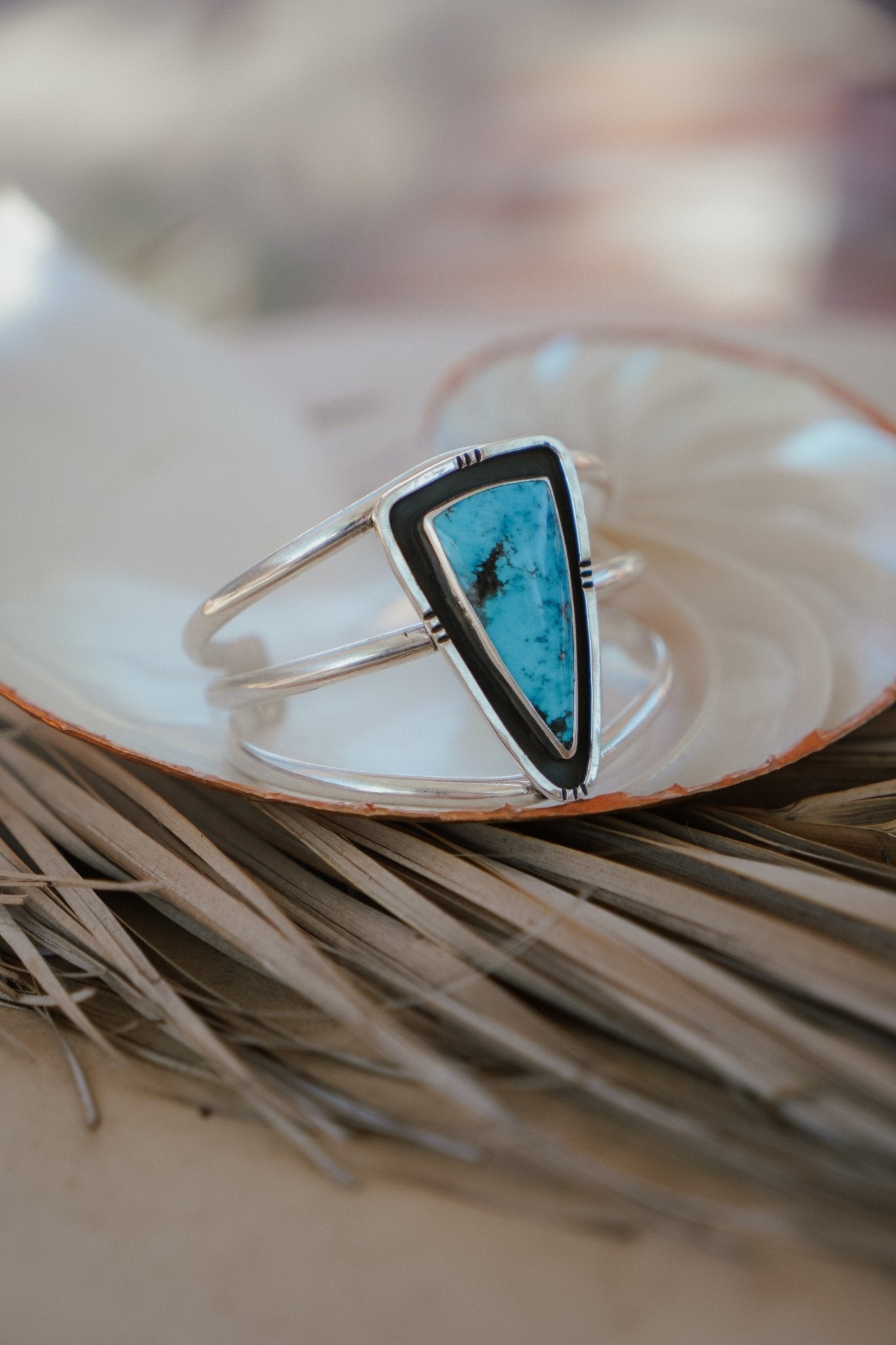 Cuff in Kingman Turquoise - Golden Road Crafted