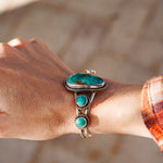 Cuff in Royston & Hubei Turquoise - Golden Road Crafted