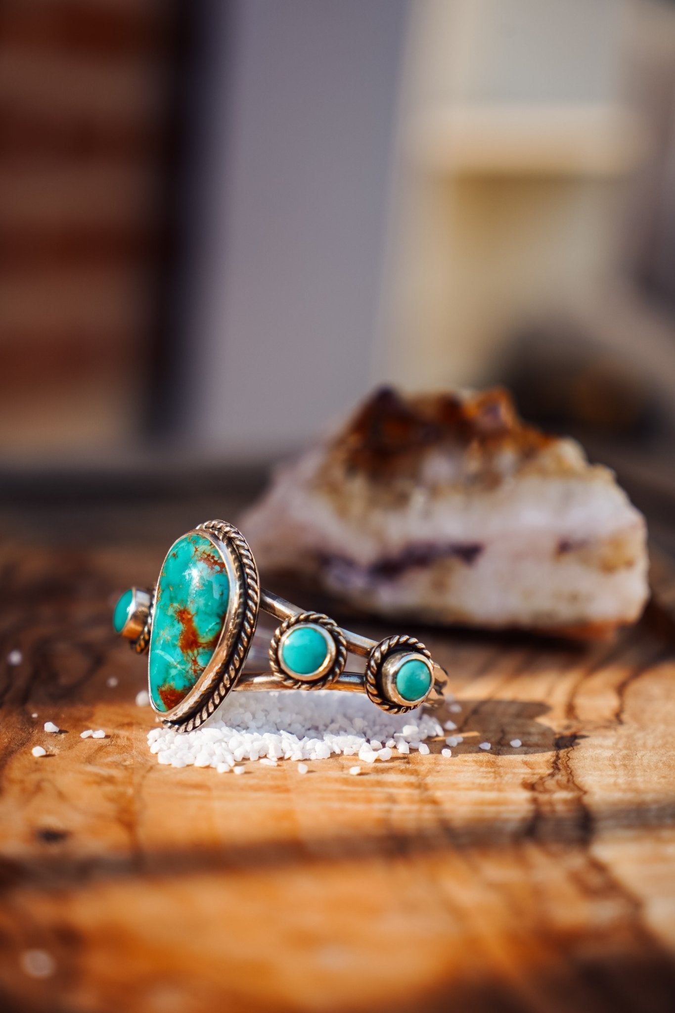 Cuff in Royston & Hubei Turquoise - Golden Road Crafted