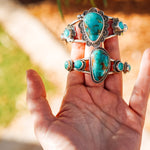 Cuff in Royston & Hubei Turquoise - Golden Road Crafted