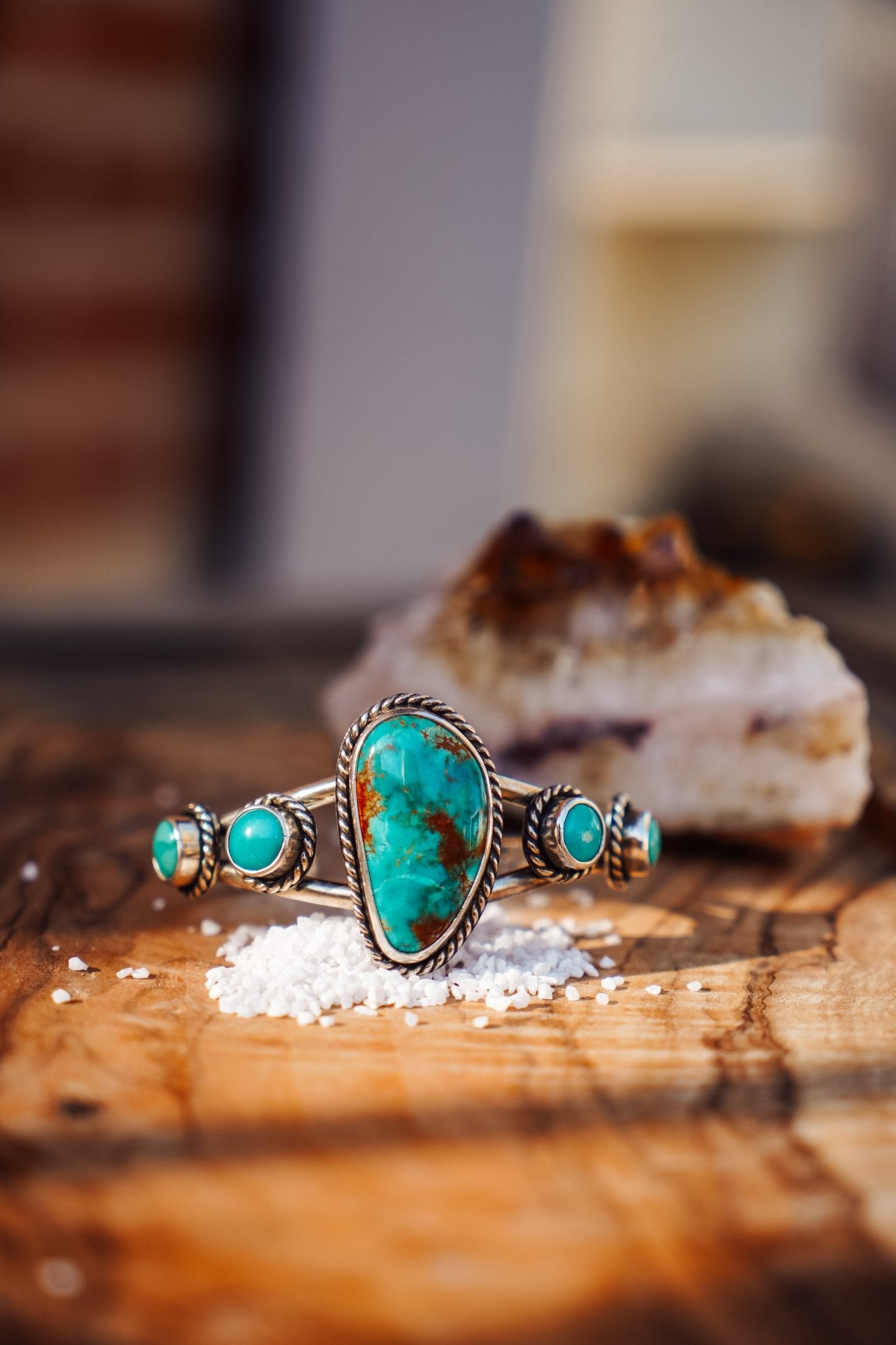 Cuff in Royston & Hubei Turquoise - Golden Road Crafted