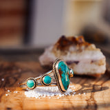 Cuff in Royston & Hubei Turquoise - Golden Road Crafted