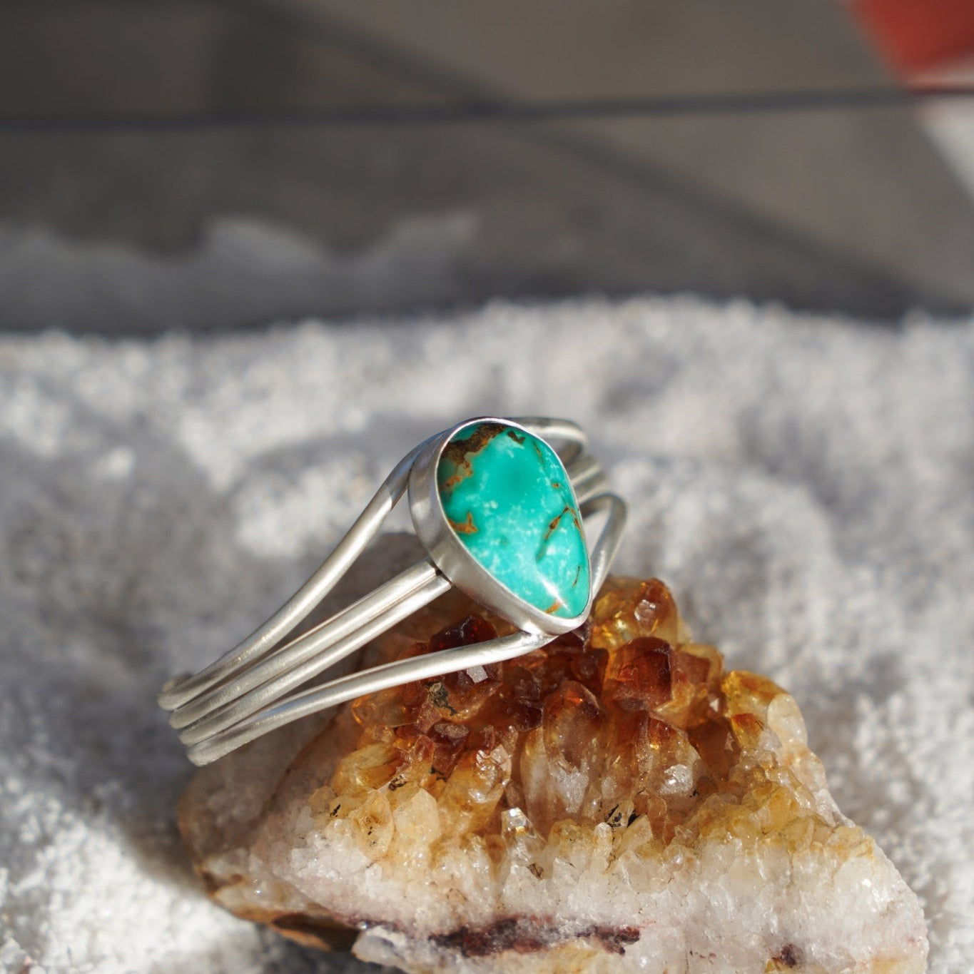 Cuff in Royston Turquoise - Golden Road Crafted