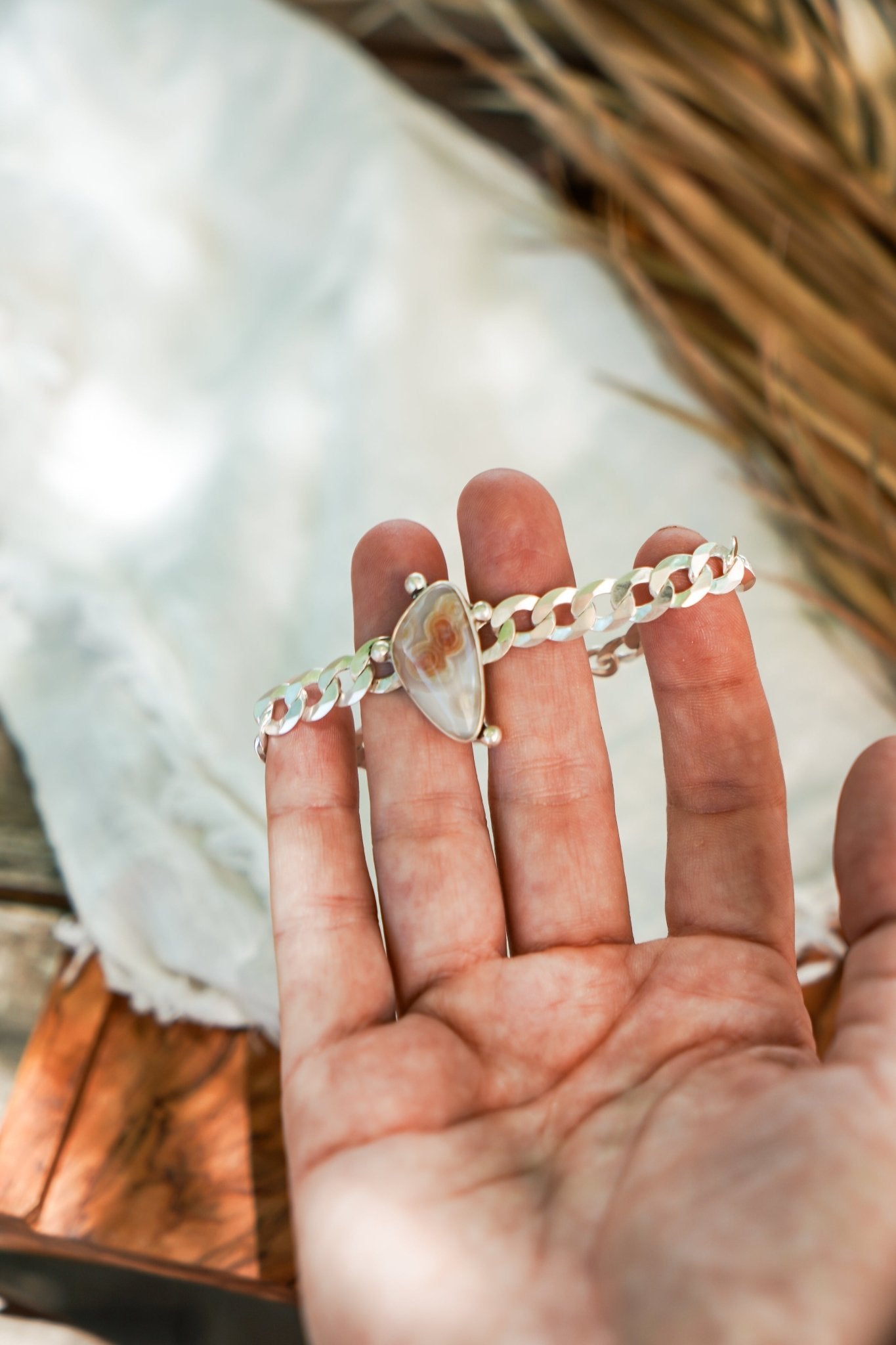 Curb Chain Bracelet in Ocean Jasper - Golden Road Crafted