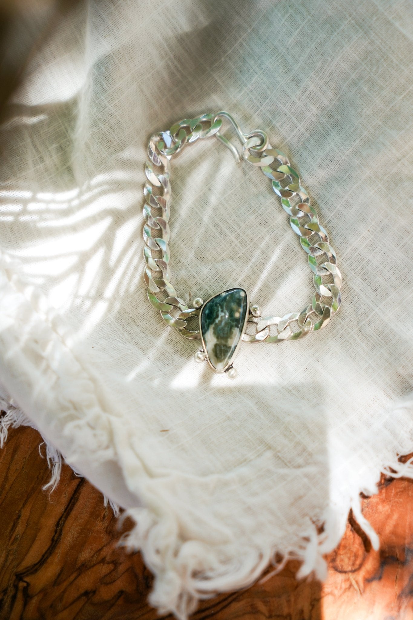 Curb Chain Bracelet in Ocean Jasper - Golden Road Crafted