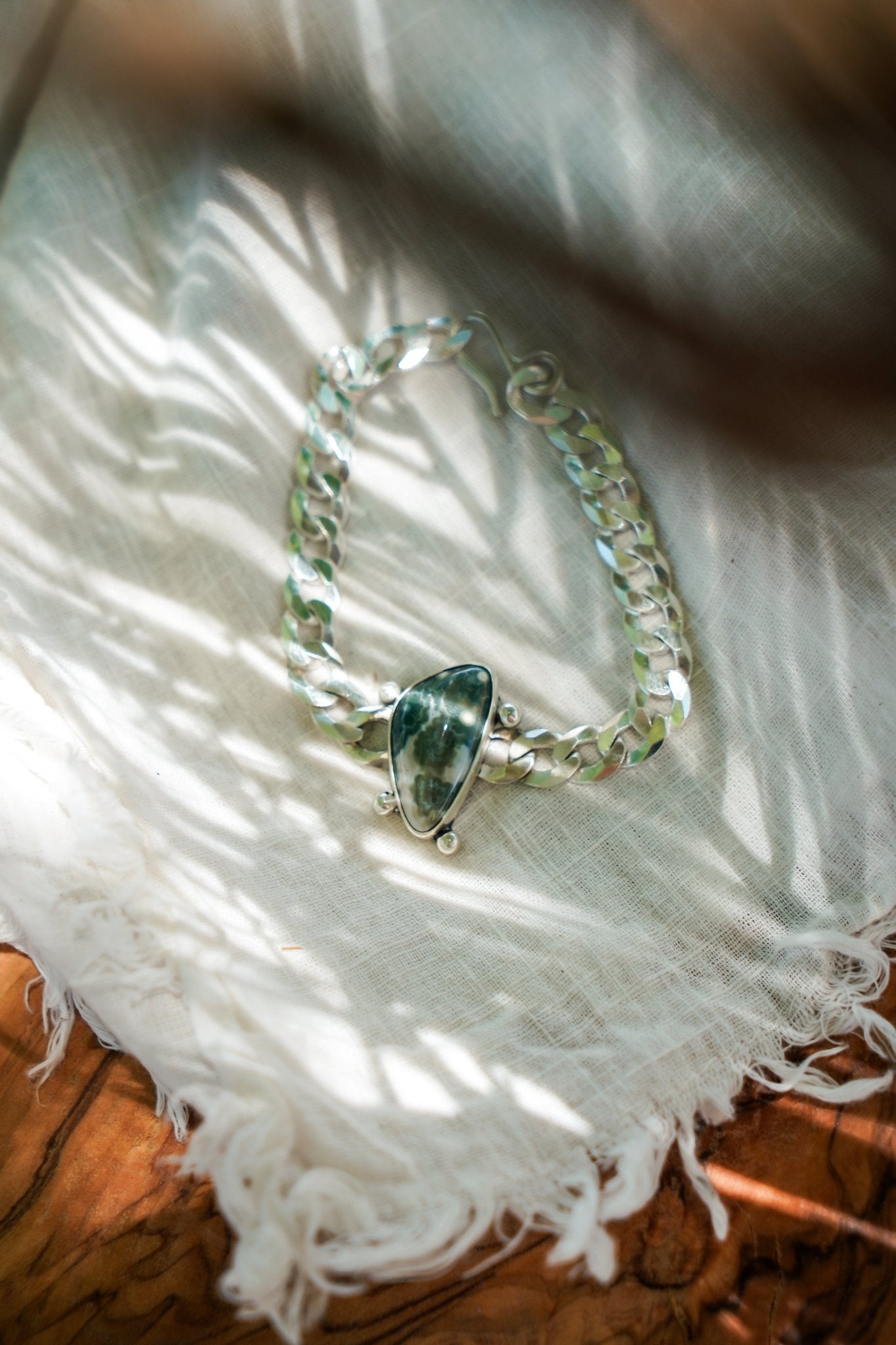 Curb Chain Bracelet in Ocean Jasper - Golden Road Crafted
