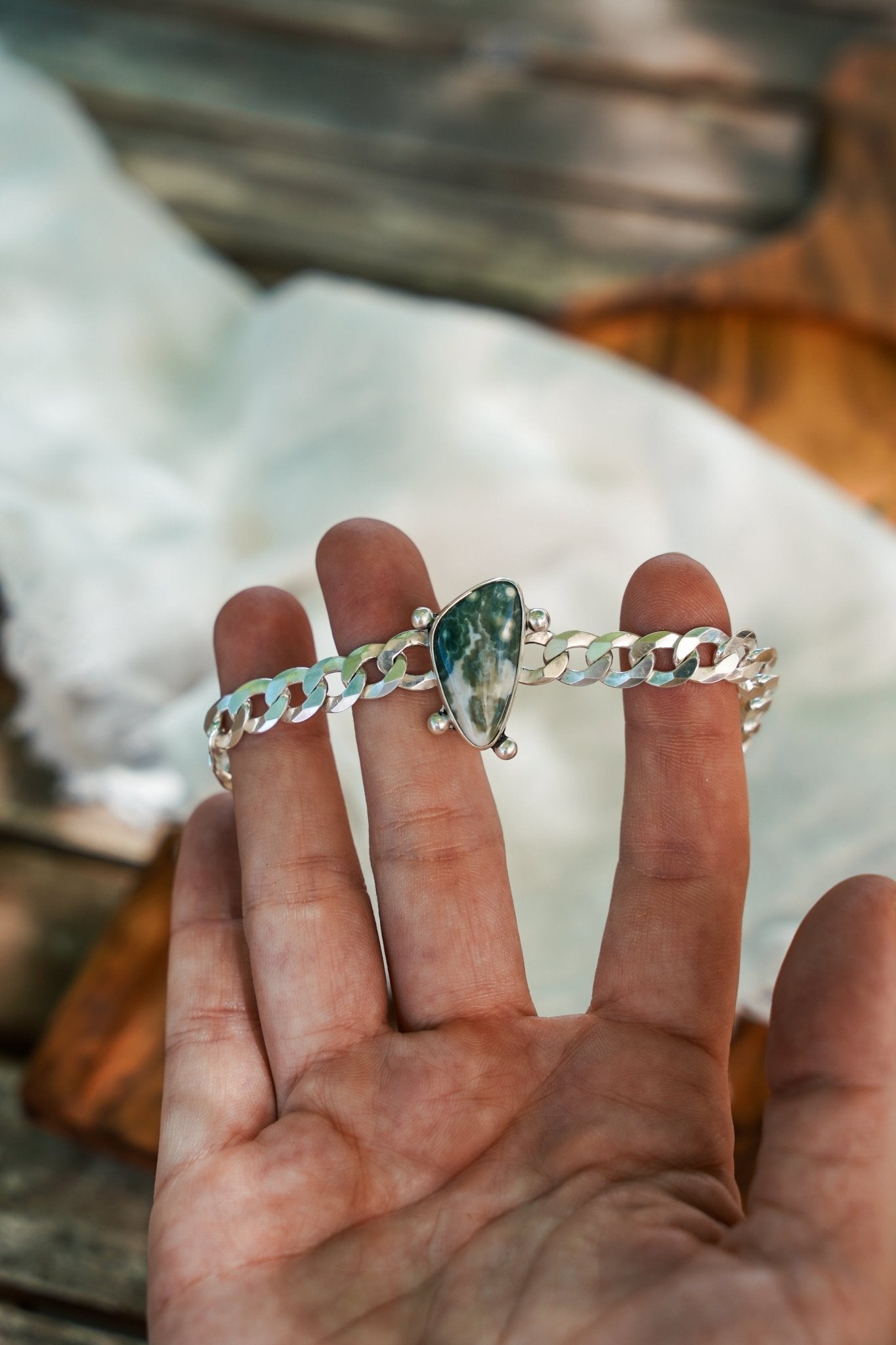 Curb Chain Bracelet in Ocean Jasper - Golden Road Crafted