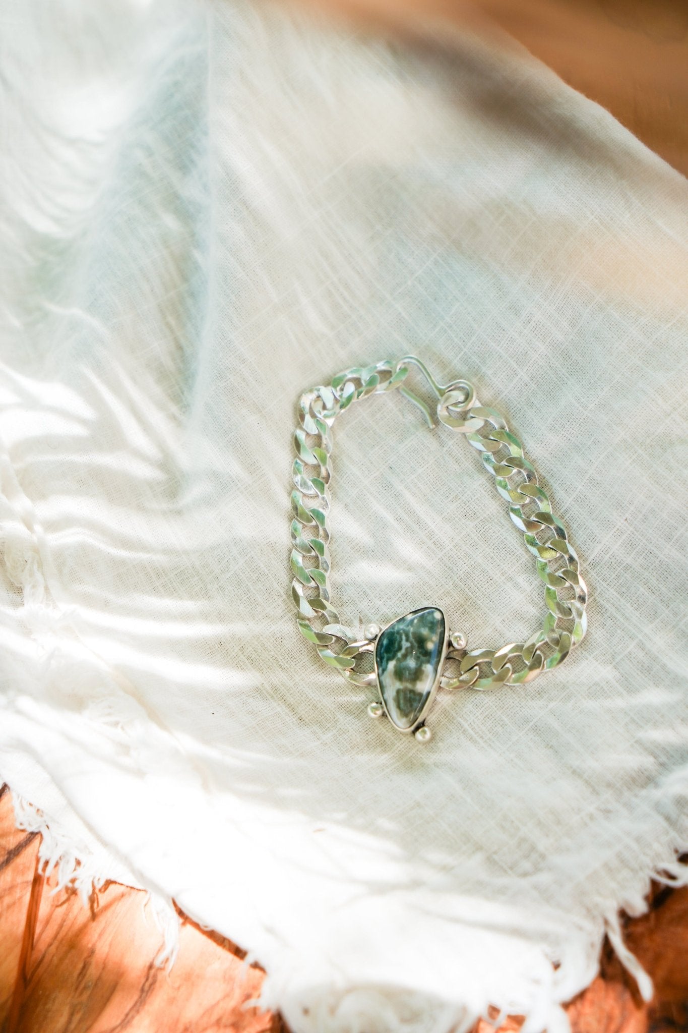 Curb Chain Bracelet in Ocean Jasper - Golden Road Crafted