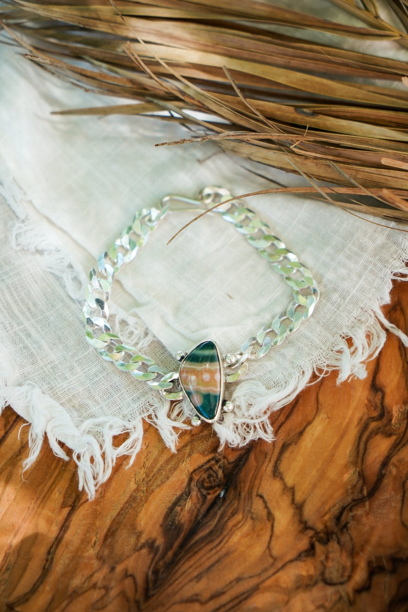 Curb Chain Bracelet in Ocean Jasper - Golden Road Crafted