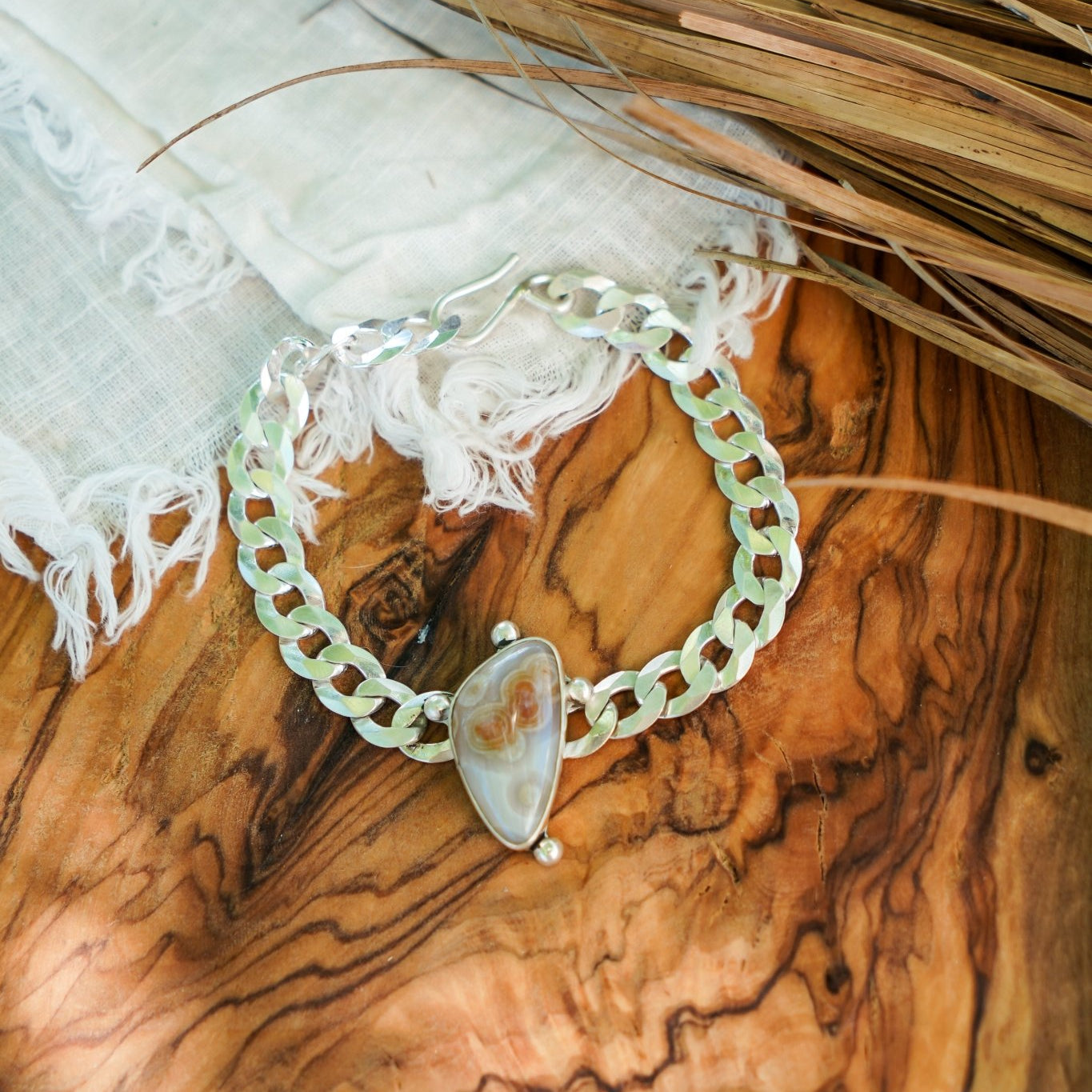 Curb Chain Bracelet in Ocean Jasper - Golden Road Crafted