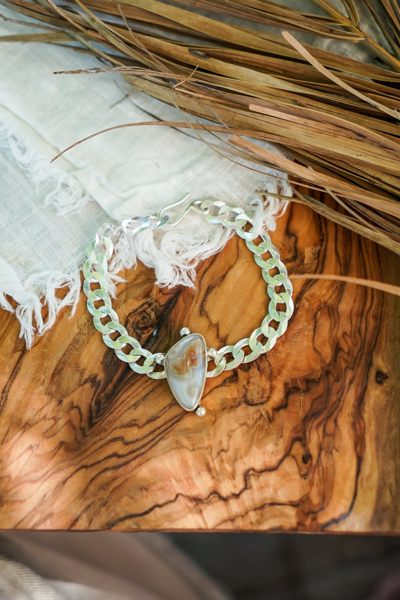 Curb Chain Bracelet in Ocean Jasper - Golden Road Crafted