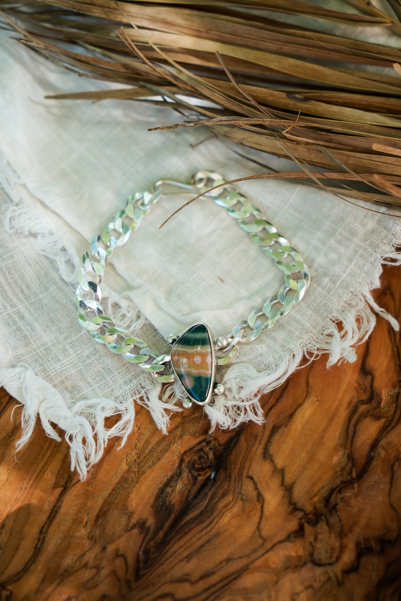 Curb Chain Bracelet in Ocean Jasper - Golden Road Crafted