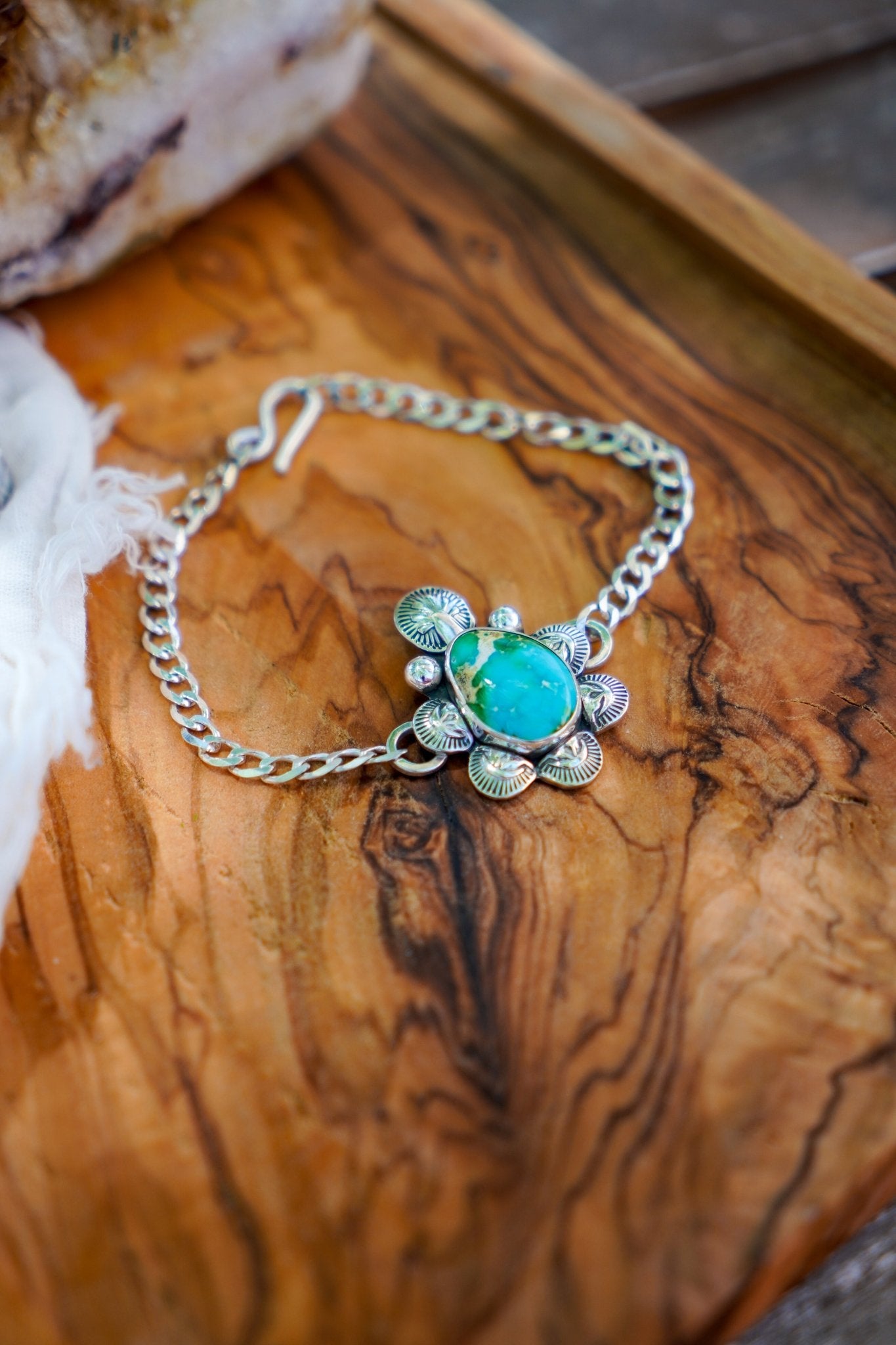 Curb Chain Bracelet in Sonoran Mountain Turquoise - Golden Road Crafted