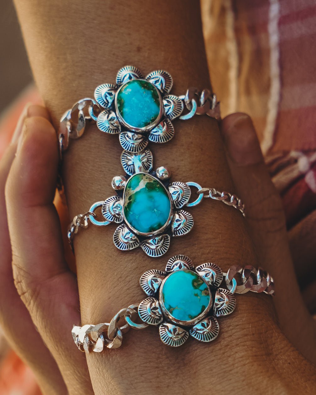 Curb Chain Bracelet in Sonoran Mountain Turquoise - Golden Road Crafted