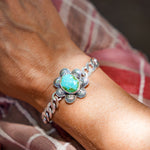 Curb Chain Bracelet in Sonoran Mountain Turquoise - Golden Road Crafted