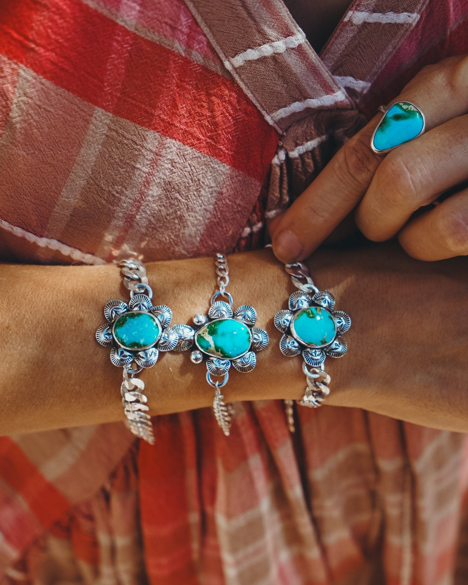 Curb Chain Bracelet in Sonoran Mountain Turquoise - Golden Road Crafted